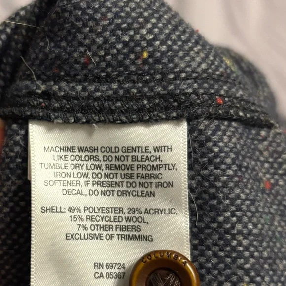 Columbia Blue Gray Wool Blend Button Down Shacket Large - Picture 9 of 9